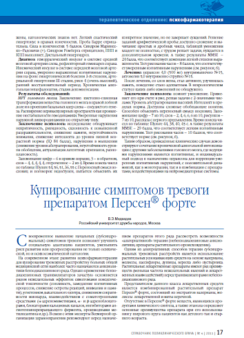 Купирование симптомов тревоги препаратом Персен® форте