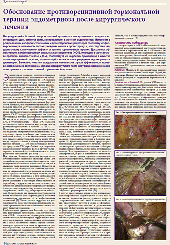 Обоснование противорецидивной гормональной терапии эндометриоза после хирургического  лечения