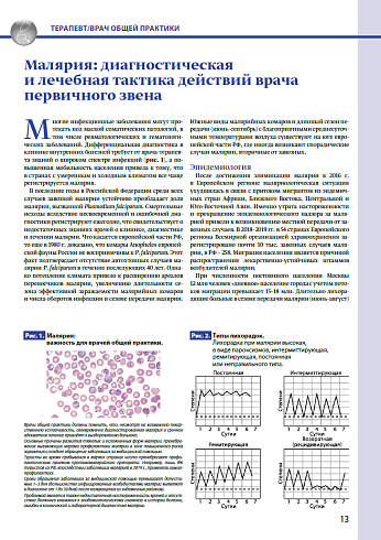 Малярия: диагностическая  и лечебная тактика действий врача первичного звена