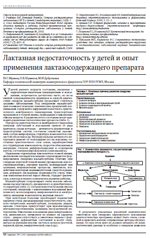 Лактазная недостаточность у детей и опыт применения лактазосодержащего препарата