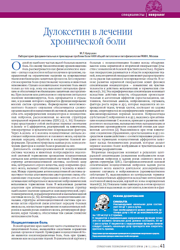 Дулоксетин в лечении хронической боли