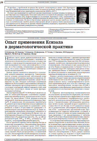 Опыт применения Ксизала в дерматологической практике