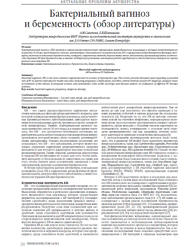 Бактериальный вагиноз  и беременность (обзор литературы)