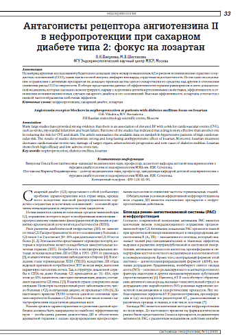 Антагонисты рецептора ангиотензина II в нефропротекции при сахарном диабете типа 2: фокус на лозартан