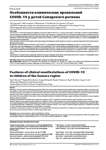 Особенности клинических проявлений COVID-19 у детей Самарского региона