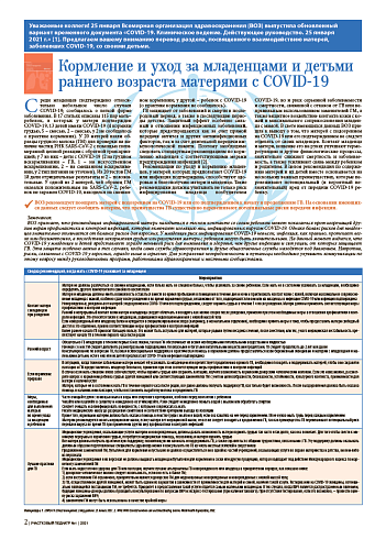 Кормление и уход за младенцами и детьми раннего возраста матерями с COVID-19