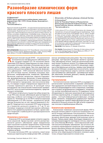Разнообразие клинических форм красного плоского лишая
