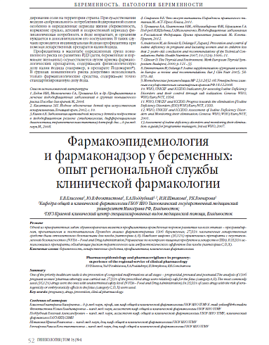 Фармакоэпидемиология  и фармаконадзор у беременных: опыт региональной службы клинической фармакологии