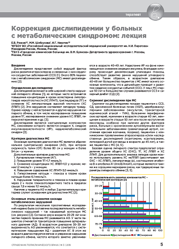Коррекция дислипидемии у больных с метаболическим синдромом: лекция