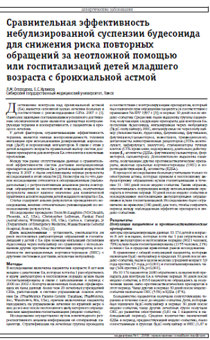 Сравнительная эффективность небулизированной суспензии будесонида для снижения риска повторных обращений за неотложной помощью или госпитализаций детей младшего возраста с бронхиальной астмой