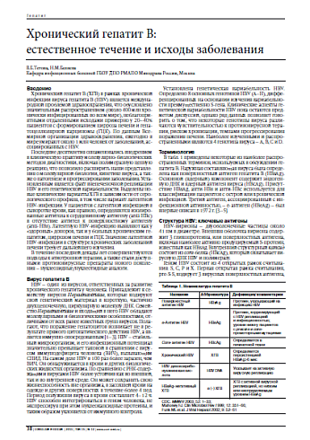 Хронический гепатит В:  естественное течение и исходы заболевания