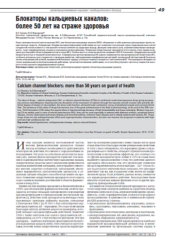 Блокаторы кальциевых каналов: более 50 лет на страже здоровья