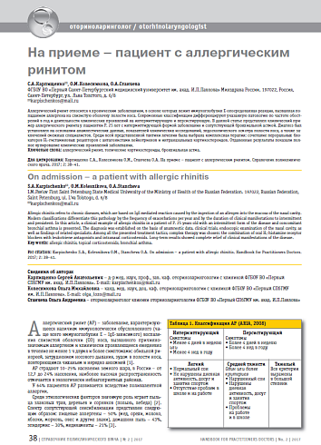 На приеме – пациент с аллергическим ринитом