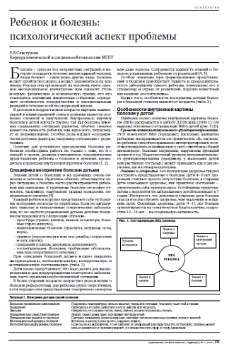 Ребенок и болезнь: психологический аспект проблемы