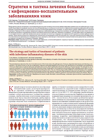 Стратегия и тактика лечения больных с инфекционно-воспалительными заболеваниями кожи