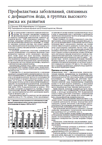 Профилактика заболеваний, связанных с дефицитом йода, в группах высокого риска их развития