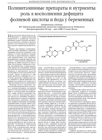 Поливитаминные препараты и нутриенты: роль в восполнении дефицита  фолиевой кислоты и йода у беременных