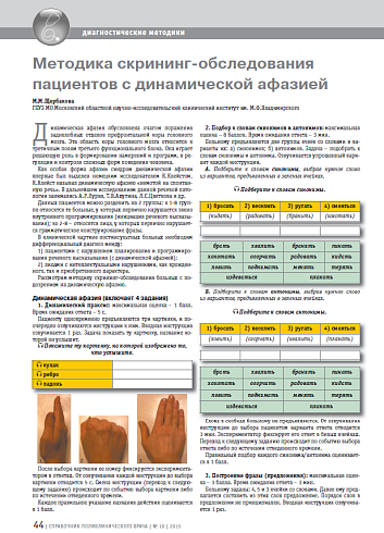 Методика скрининг-обследования пациентов с динамической афазией