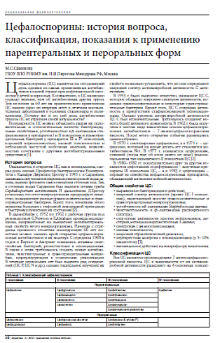 Цефалоспорины: история вопроса, классификация, показания к применению парентеральных и пероральных форм