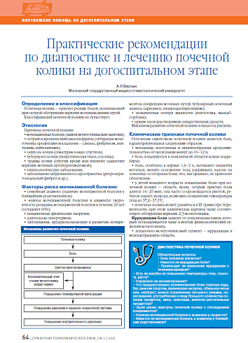 Практические рекомендации по диагностике и лечению почечной колики на догоспитальном этапе