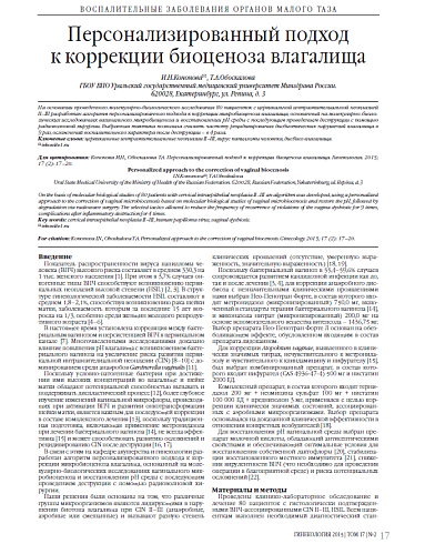 Персонализированный подход  к коррекции биоценоза влагалища