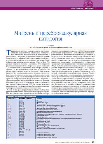 Мигрень и цереброваскулярная патология