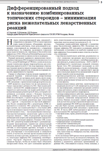 Дифференцированный подход к назначению комбинированных топических стероидов – минимизация риска нежелательных лекарственных реакций