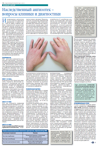   Наследственный ангиоотек –  вопросы клиники и диагностики