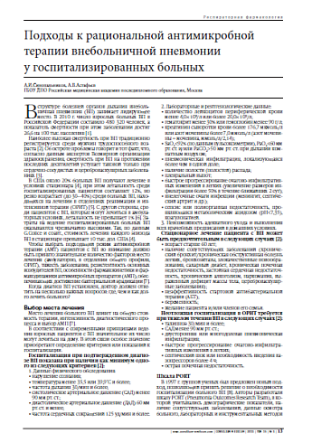 Подходы к рациональной антимикробной терапии внебольничной пневмонии  у госпитализированных больных