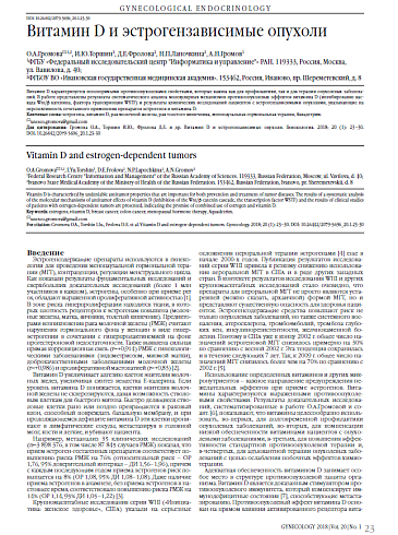 Витамин D и эстрогензависимые опухоли