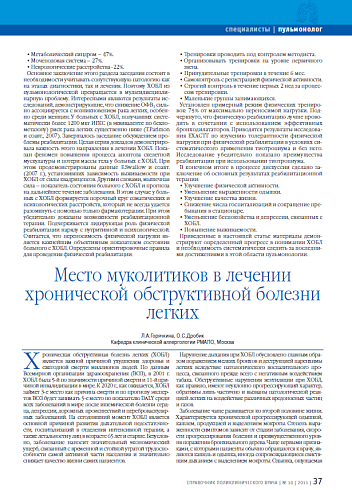 Место муколитиков в лечении хронической обструктивной болезни легких