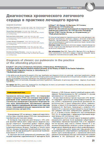 Диагностика хронического легочного сердца в практике лечащего врача