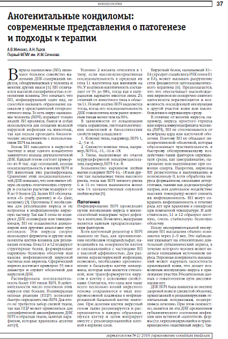 Аногенитальные кондиломы: современные представления о патогенезе и подходы к терапии
