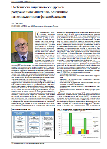Особенности пациентов с синдромом  раздраженного кишечника, основанные  на поливалентности фона заболевания