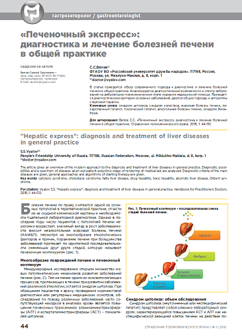 «Печеночный экспресс»: диагностика и лечение болезней печени  в общей практике