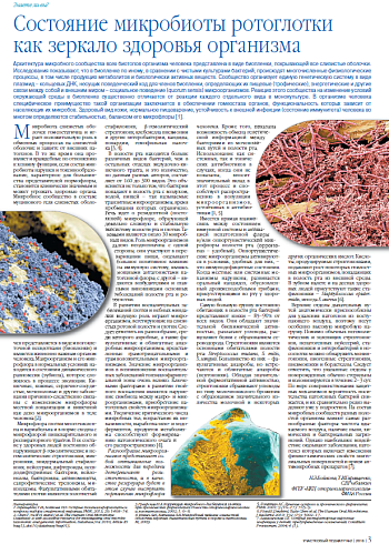 Состояние микробиоты ротоглотки как зеркало здоровья организма