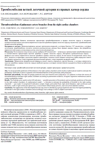 Тромбоэмболия ветвей легочной артерии из правых камер сердца