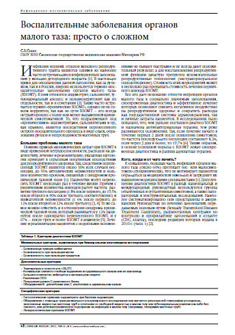 Воспалительные заболевания органов  малого таза: просто о сложном