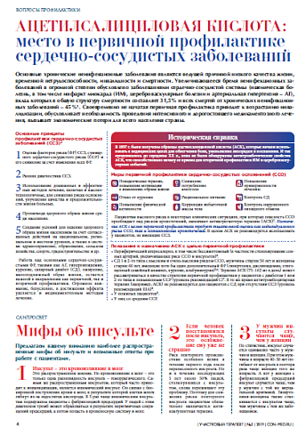 АЦЕТИЛСАЛИЦИЛОВАЯ КИСЛОТА: место в первичной профилактике сердечно-сосудистых заболеваний