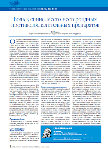Боль в спине: место нестероидных противовоспалительных препаратов