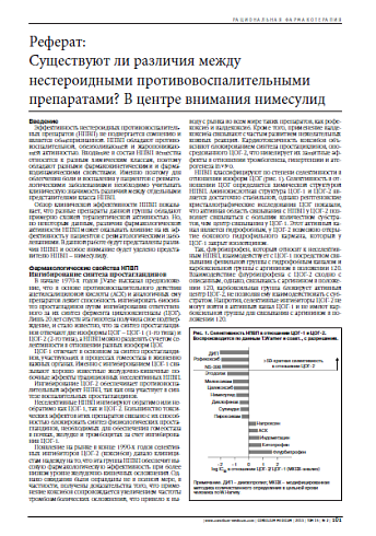 Реферат: Существуют ли различия между нестероидными противовоспалительными препаратами? В центре внимания нимесулид