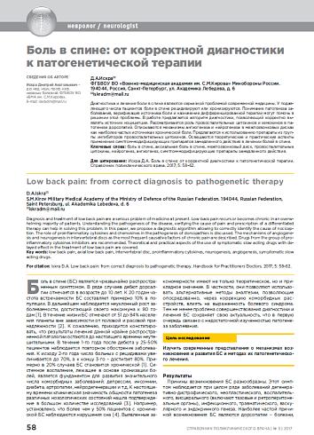 Боль в спине: от корректной диагностики к патогенетической терапии