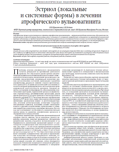 Эстриол (локальные  и системные формы) в лечении атрофического вульвовагинита