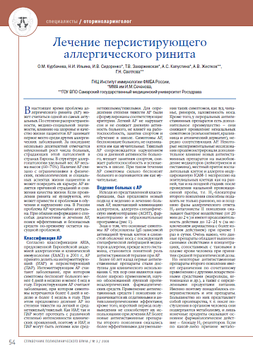 Лечение персистирующего аллергического ринита