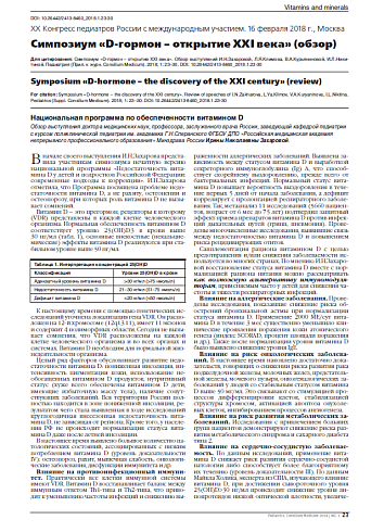 Симпозиум «D-гормон – открытие XXI века» (обзор)