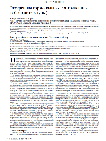 Экстренная гормональная контрацепция (обзор литературы)