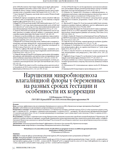 Нарушения микробиоценоза влагалищной флоры у беременных на разных сроках гестации и особенности их коррекции