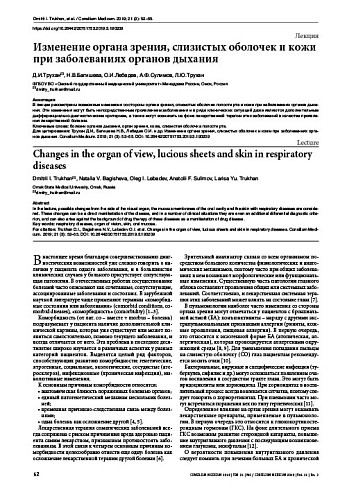 Изменение органа зрения, слизистых оболочек и кожи при заболеваниях органов дыхания