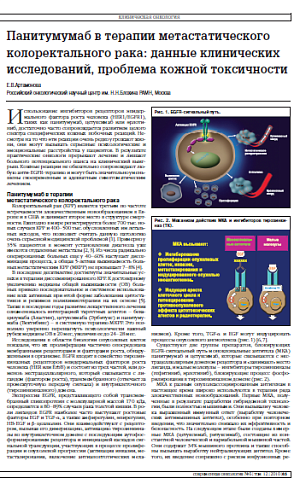 Панитумумаб в терапии метастатического колоректального рака: данные клинических исследований, проблема кожной токсичности