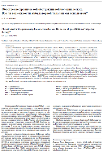 Обострение хронической обструктивной болезни легких. Все ли возможности амбулаторной терапии мы используем?